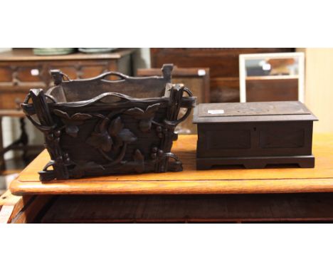 Carved tureen jardiniere and a trinket box