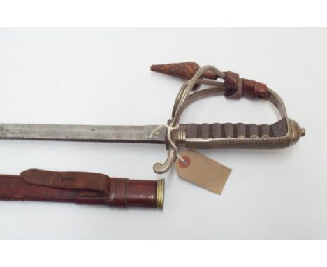 George V artillery officers sword in its brown leather scabbard complete with its leather knot 