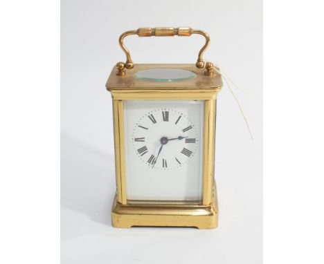 Brass cased carriage clock with key 