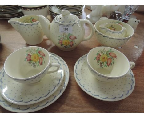 A part tea service by Susie Cooper classic 50's floral print on cream no.2205 