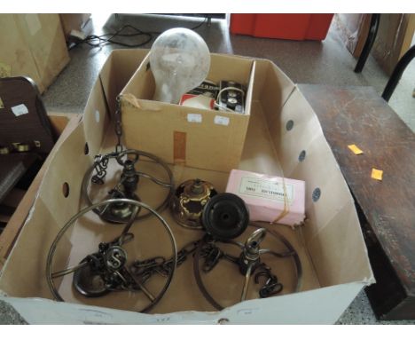 A selection of vintage light fittings and extras
