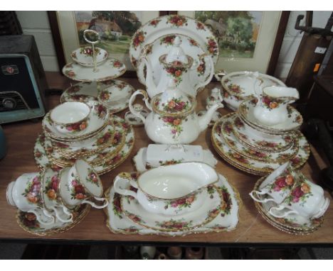 A part dinner/tea service, Royal Albert Old Country Roses, (approximately) 50 pieces.