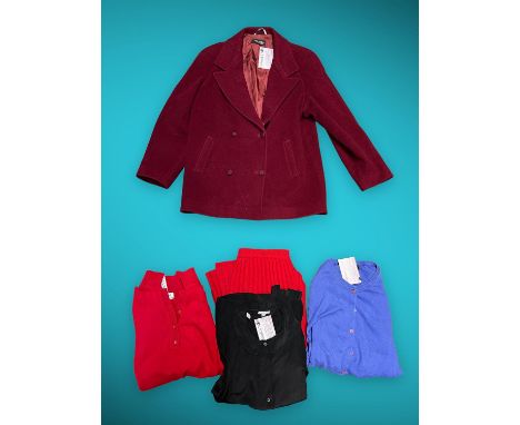 A collection of good quality ladies 1970s Vintage clothing from SIMPSON of Piccadilly. Burgundy wool double-breasted jacket b