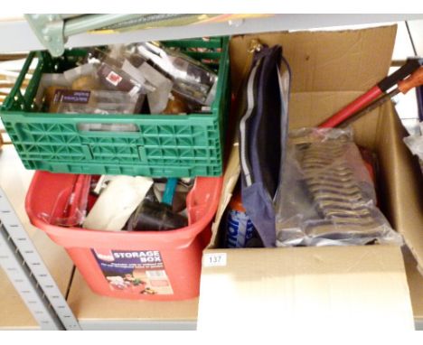 Three boxes of mixed items including tools