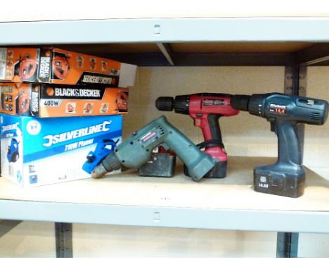 Mixed power tools including Black & Decker and Power Devil