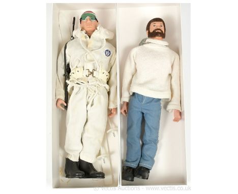 Palitoy Vintage Action Man pair of figures (1) painted head - Ski Patrol/Mountain Troops with skis, rifle and poles; (2) Adve