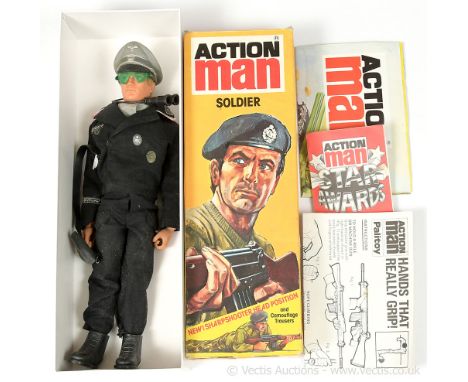 Palitoy Action Man Vintage Soldier - German Panzer Captain - flock head figure with Eagle Eyes and flexible neck, gripping ha