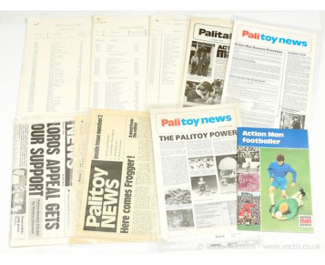 Palitoy Action Man a group of printed ephemera to include Action Man Footballer Book with Palitoy Toy Shop stamp to rear, Pal