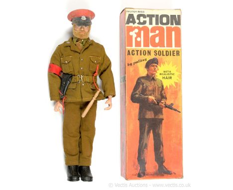 Palitoy Action Man Vintage Royal Military Police (RMP) - flock head figure with beard and firm hands - shirt, elasticated tie
