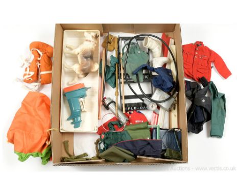 Palitoy Action Man Vintage loose unboxed group of Accessories &amp; Uniforms to include Expedition Boat &amp; Engine; Life Ja