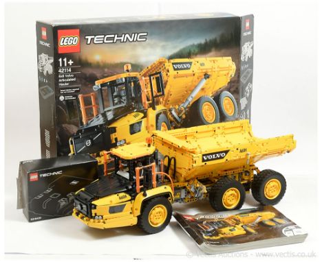 Lego Technic 42114 6x6 Volvo Articulated Hauler - Tipper Truck - model has been built also comes with homemade wooden stand -