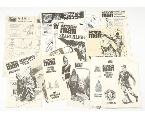 Palitoy Action Man Vintage a group of Instruction/Leaflets to include; Famous Football Clubs "Liverpool"; Famous British Unif