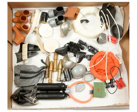 Palitoy Action Man Vintage a group of Unboxed Loose Accessories including; Caramel Boots; Water Tanker with Hose; Sailor's Ha