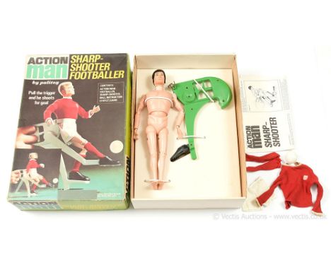 Palitoy Action Man Vintage 34027 Sharp-Shooter Footballer - box set comprising flock head figure with long sideburns, plastic