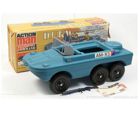 Palitoy Action Man Transport Command Vintage D.U.K.W - an Amphibious vehicle suitable for four Action Men - blue includes Lew