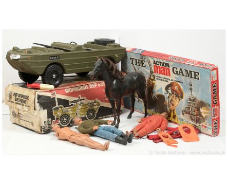 Palitoy Action Man group to include 3 x modern Action Man figures a Action Man Board Game by Palitoy Parker, boxed Cherilea A