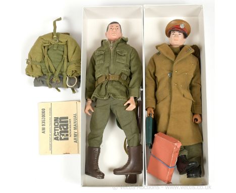 Palitoy Action Man Vintage mixed pair of British Military figures (1) painted head firm hands - Combat Soldier; (2) Office fi