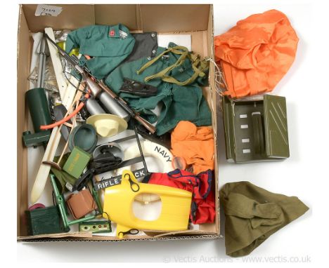 Palitoy Action Man Vintage loose unboxed group of Accessories &amp; Uniforms to include; Radio Box; Army Box; "Navy" Life Buo