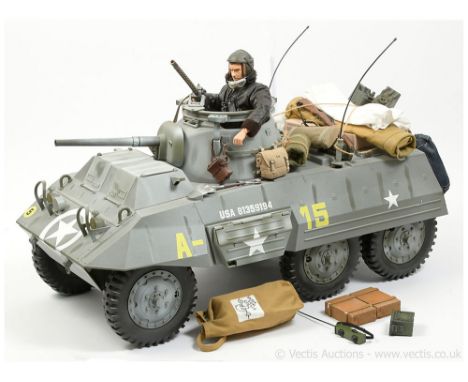 Dragon or similar 1/6th Scale Vehicle - WWII US Army M8 Armoured Car - winter version complete with figure and machine gun, m