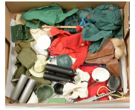 Palitoy Action Man Vintage loose unboxed group of Accessories &amp; Uniforms to include; Water Tanks; Helmets; Portable Radio