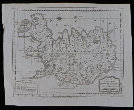 Iceland, Jacques Nicolas Bellin (1703-1782) circa 1758, Carte De L'Islande, pour fervir ala Continuation de I'Histoire genera