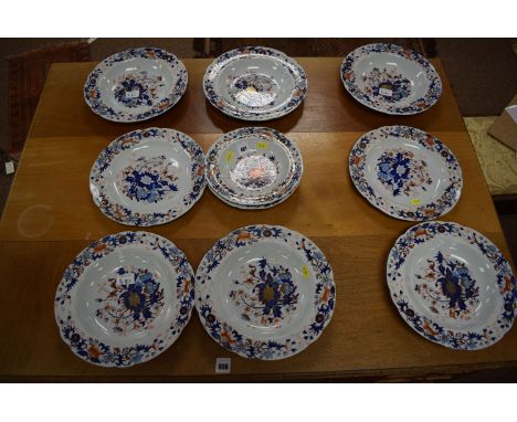 A Copeland & Garrett late Spode 'Ironstone' bowl; eight bowls; and a plate.  (10)
