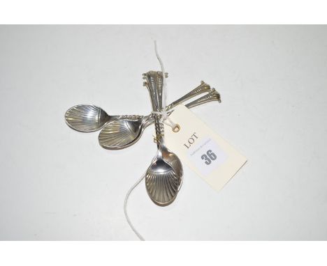 A set of six silver teaspoons, by William Hutton & Son, London 1903, with Onslow pattern finial, twisted stem and shell patte