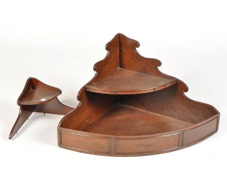 A 19th Century mahogany wall hanging corner shelf unit, 38 x 29in. high.