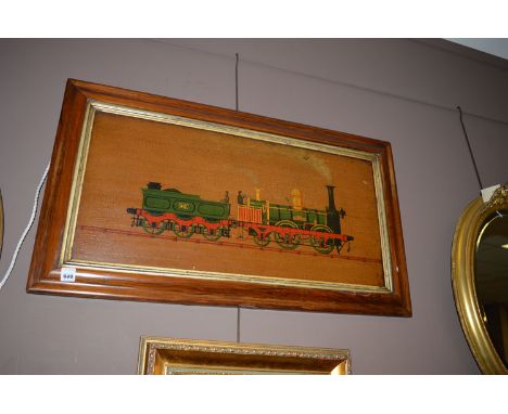 A late 19th Century oil painting - portrait of a steam engine with driver and fireman.