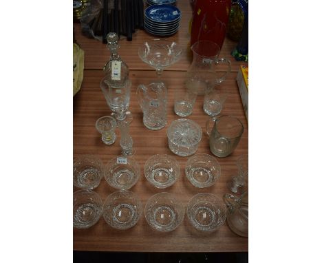 An Elizabeth II commemorative Silver Wedding cut glass goblet, 1972; other glassware, to include: grapefruit dishes; two tumb