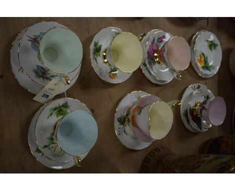 A Paragon 'Harry Wheatcroft' tea set, comprising: teacups, saucers, tea plates, cream jug and sugar (one teacup missing).