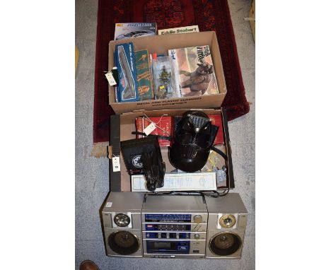 A musical Darth Vader figure; together with a Darth Vader helmet; a JVC ghetto blaster; a porcelain headed doll; Airfix Harri