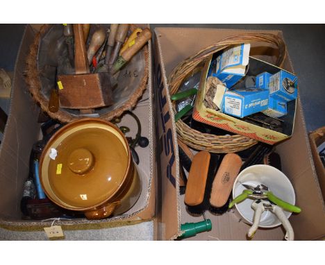 Emco model maker's lathe parts, in original boxes; together with assorted hand tools; antiques keys; etc., in two boxes.