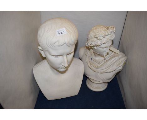 Two Parian ware busts: bust of Apollo C. Delpech, published February 1861, Art Union of London 1861; together with a bust of 