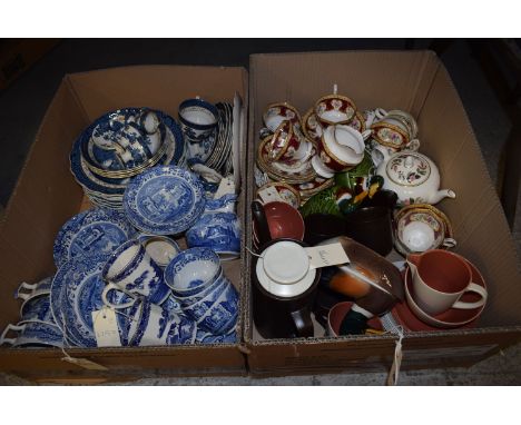 Blue and white Spodes Italian, to include: jug; cups and saucers; etc., a Booths 'Old Willow' pattern part breakfast set/dinn