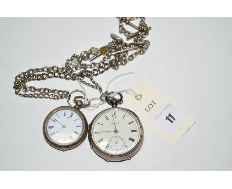 A silver cased open faced pocket watch, by H. Samuel, Market Street, Manchester, fitted white enamel roman dial and subsidiar