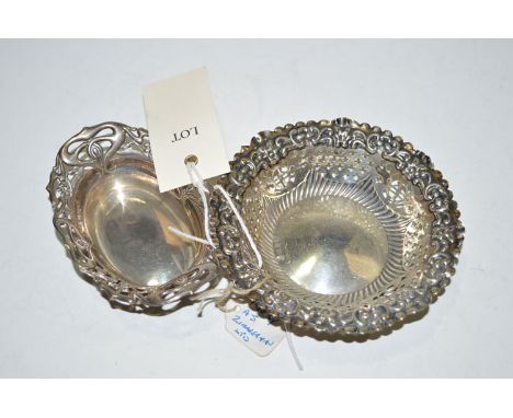 An Art Nouveau silver bon-bon dish, by W.H. Haseler Ltd., Birmingham 1906; together with a Victorian circular pierced and emb