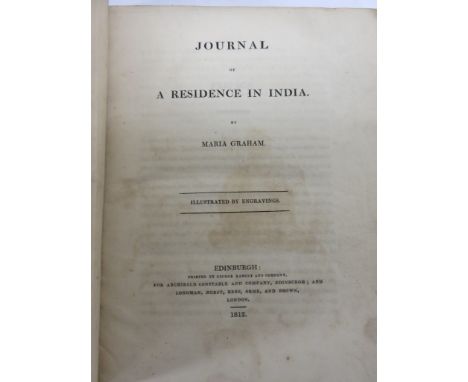 GRAHAM, Maria - A Journal of a Residence in India - Edinburgh, 1812, with sixteen illustrations [as called for], half calf