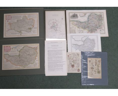 Collection of framed and unframed maps to include a plan of Bridgewater from the Ordnance Survey - framed, 32xm x 19cm; BOWEN