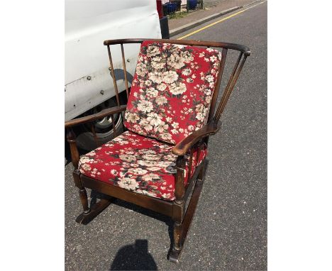 Rocking chair, plus armchair. Possibly Ercol