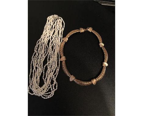Seed pearl necklace with silver clasp and a Belcher choker
