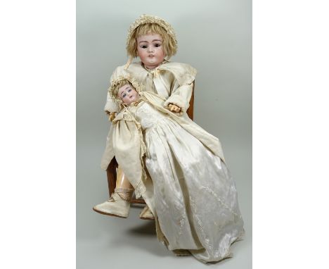 Large Simon &amp; Halbig 1079 bisque head doll, German circa 1900,  with weighted brown glass eyes, finely painted lashes and