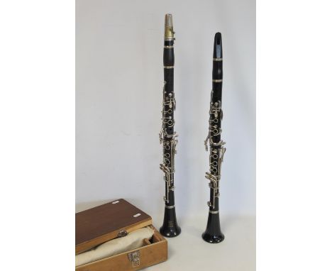 Boosey &amp; Hawkes, London "Edgware" wooden clarinet, no 263429A, and a "Regent" Bb composite clarinet. In wooden case, both