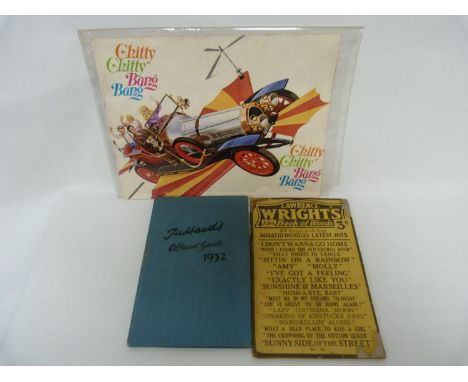 Chitty Chitty Bang Bang story and lyrics book, published 1968. Tussauds official guide book, 1932. Lawrence Wright's 13th Boo