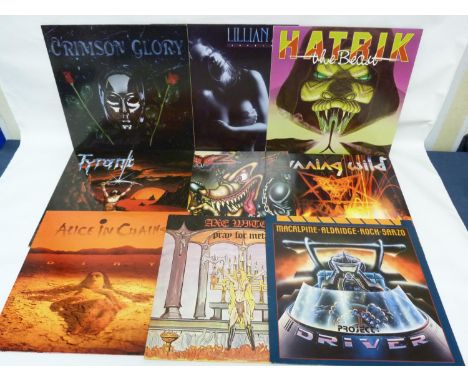 Selection of NWOBHM etc. LPs and 12" singles, to include Crimson Glory, Lillyann Axe, Hatrik, XYZ, Alice In Chains etc.  Viny
