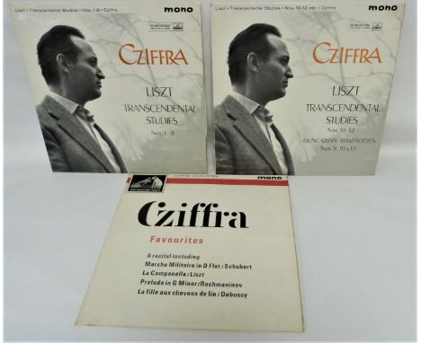 3 x Cziffra LP's inlcluding 2 record set of Lizst and one of favourites.  Excellent vinyl. Favourites sleeve has damp stain o