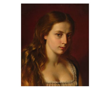 Düsseldorfer MalerPortrait einer jungen FrauEnde 19. Jahrhundert43,5 x 36,5 cm, mit Rahmen 51 x 43,5 cm 