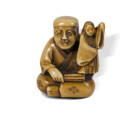 Netsuke Daikoku als Puppenspieler JapanUm 19004 x 3 cm