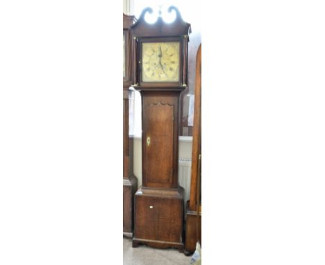 JOSEPH MARSHALL OF LEICESTER; an 18th century eight day longcase clock, the brass dial with subsidiary dials and Roman/Arabic