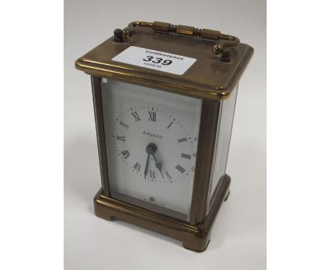 A SMALL BRASS CASED BAYARD 8 DAY CARRIAGE CLOCK, the 8 day movement stamped 9 jewels, unadjusted, 'Duverdrey & Bloquel, Franc